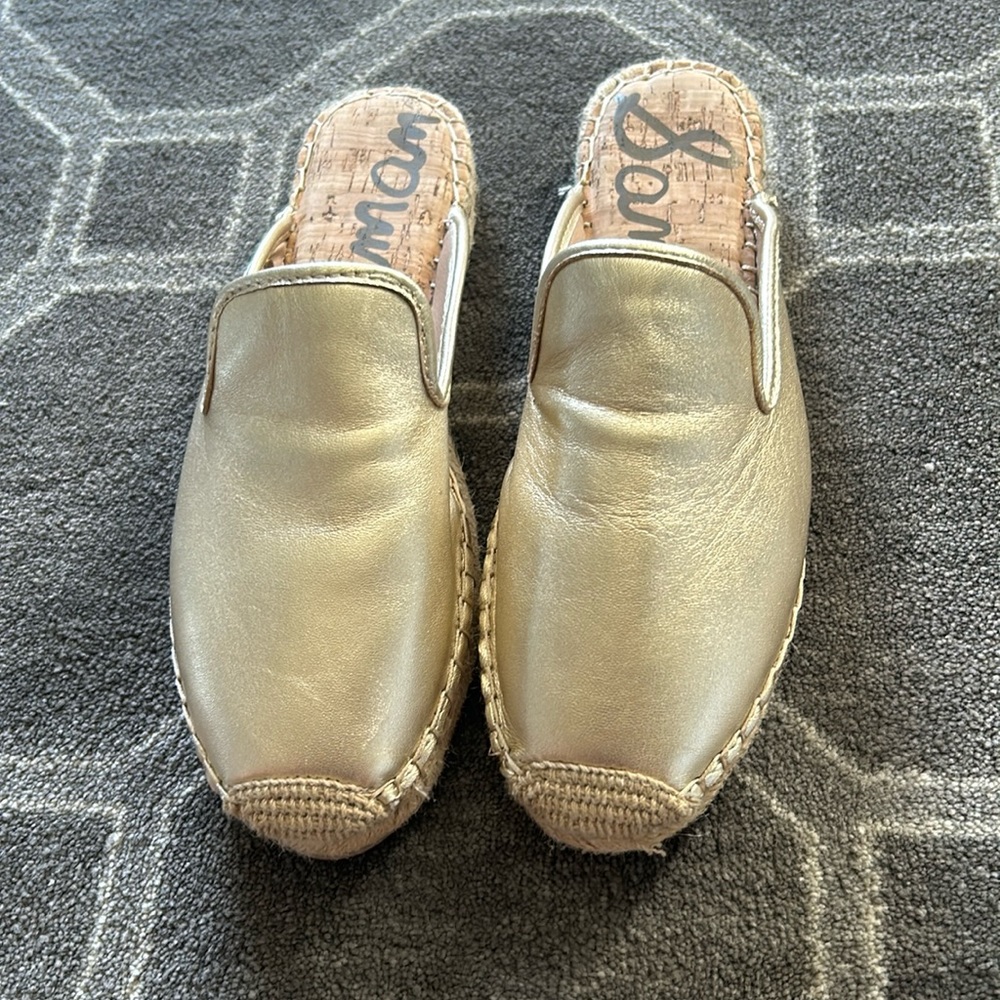 Sam Edelman gold espadrille slide size 10